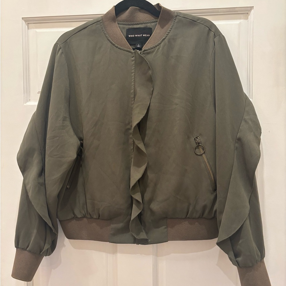 Who What Wear Green Bomber Jacket